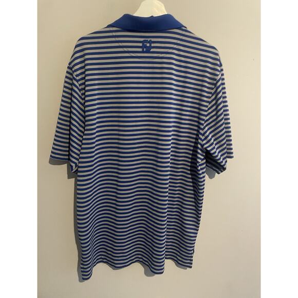 Footjoy Mens Large Blue Gray Striped Short Sleeve Golf Polo Shirt - Picture 5 of 5